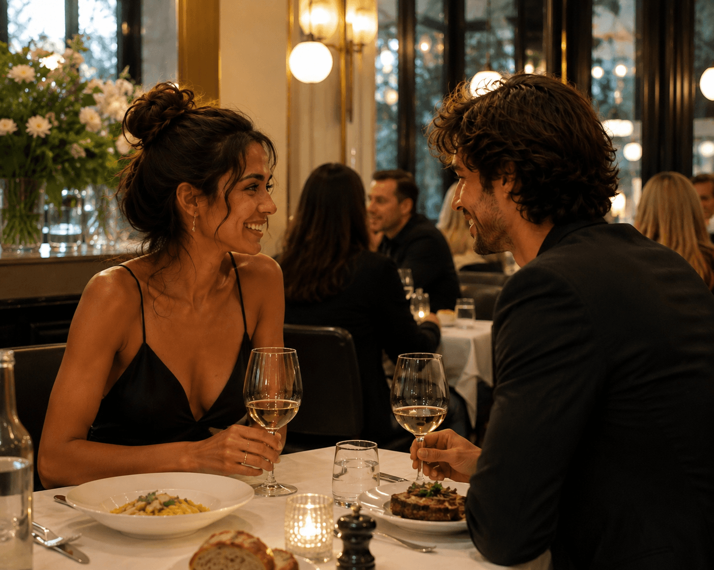 Un couple attablé au restaurant