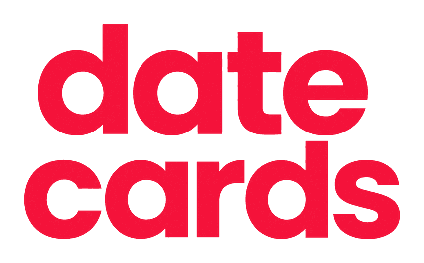 Date Cards wordmark in brand red