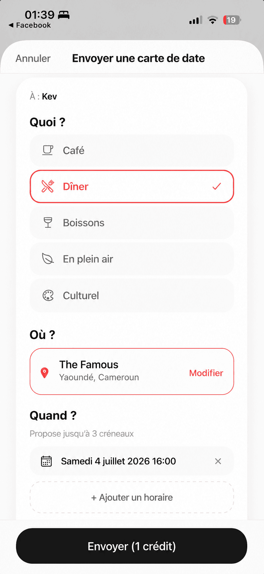 Envoyer une carte de date