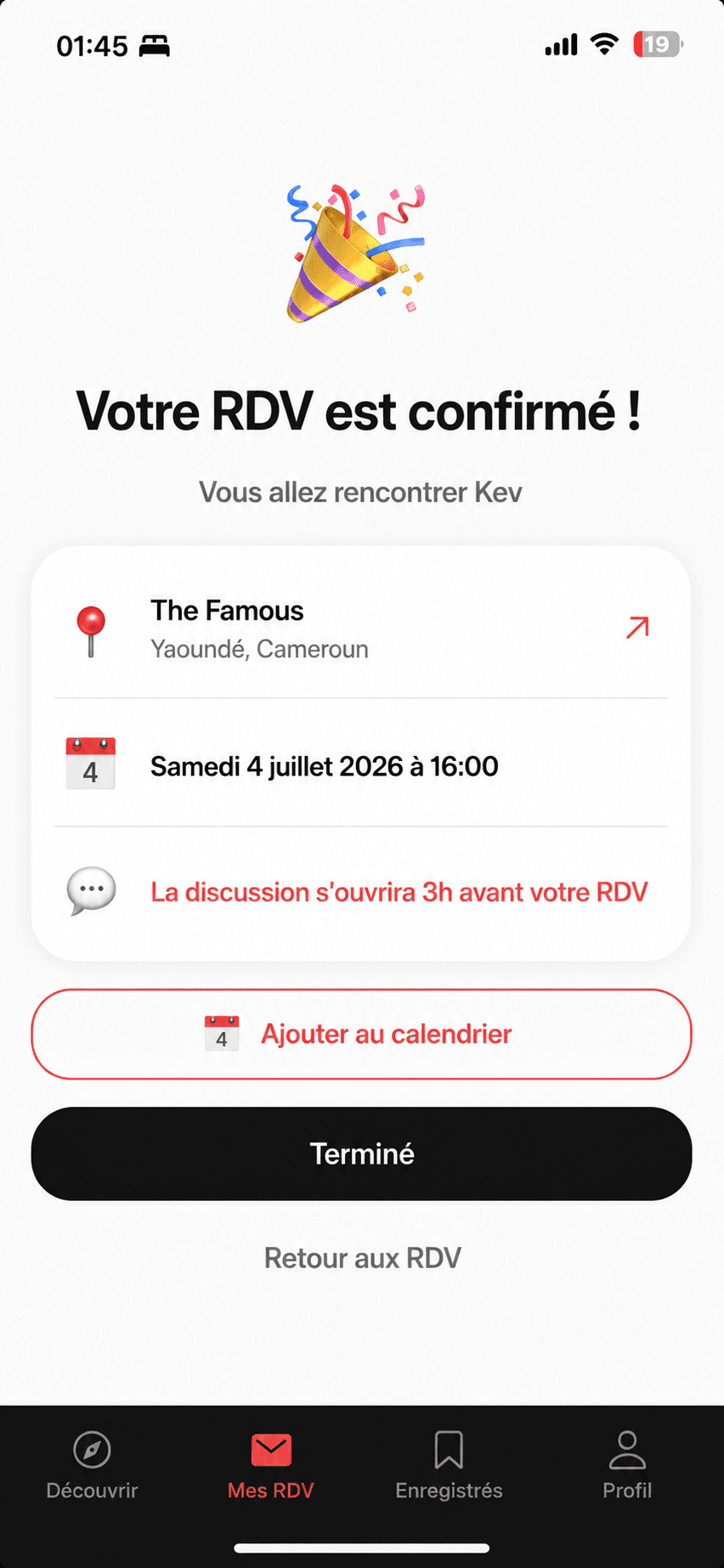 Rendez-vous confirmé