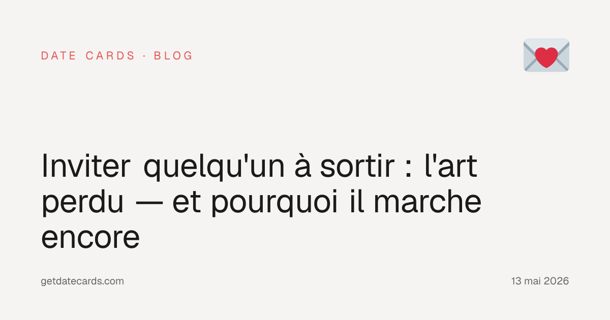 Inviter quelqu'un à sortir : l'art perdu — et pourquoi il marche encore